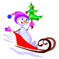 Clique na imagem para enviar o postal: Boneco de Neve com a árvore de Natal