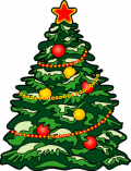 Postais de Christmas Tree - Bolas coloridas