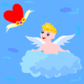 Postais de Cupido nas nuvens